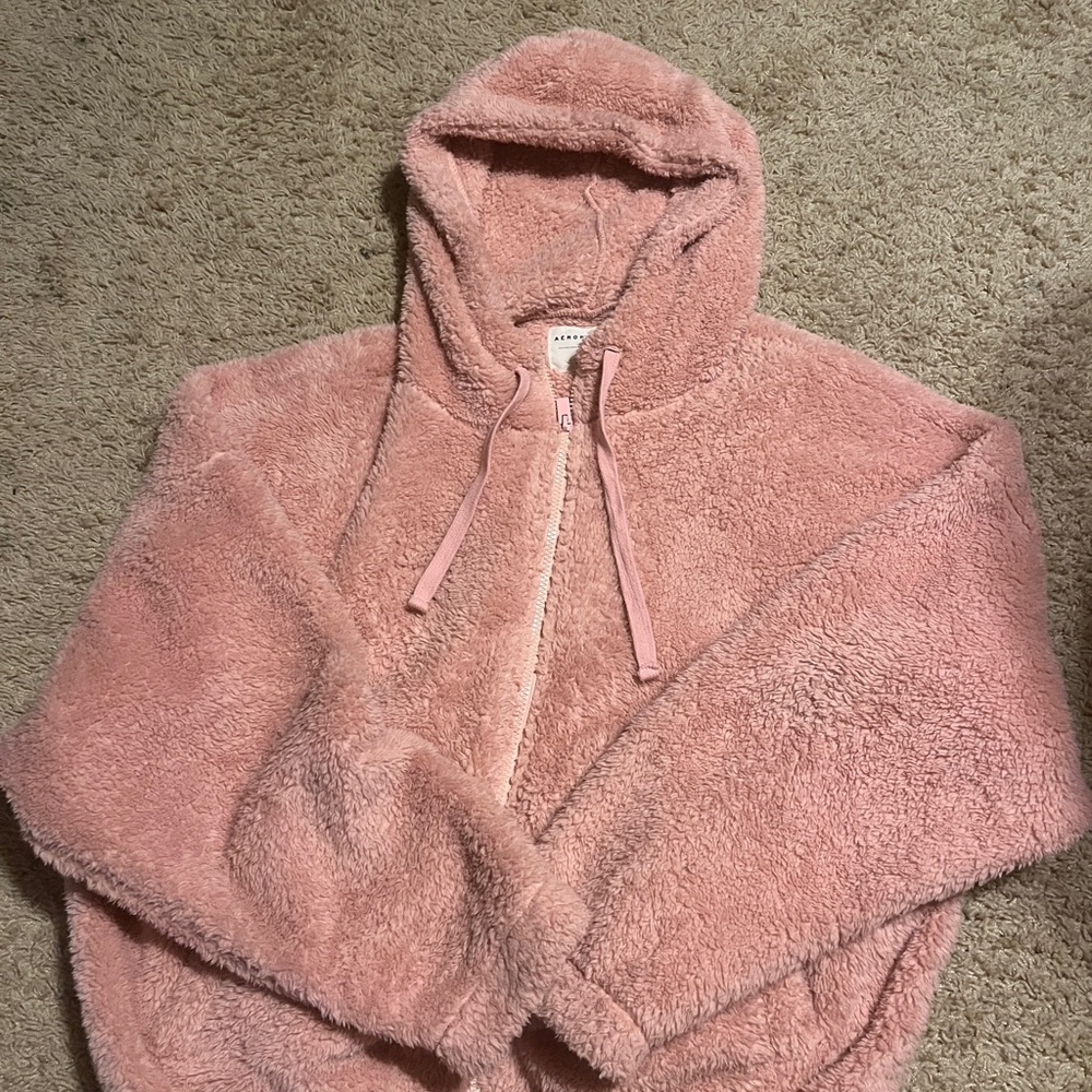Aeropostale Pink Fuzzy Hooded Jacket